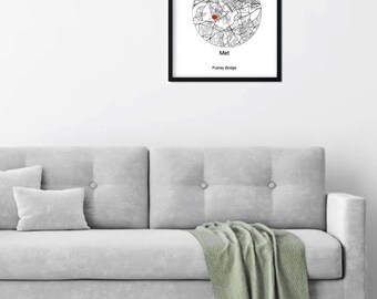 Valentines Day Gift, Gift for Him/Her, Valentines Map, Personalised Map Gift, Romantic Gift, Map Gift