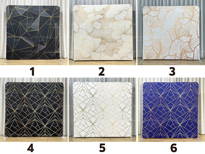 Black and Gold Geometric Photo Booth Pillowcase Backdrop Stand Birthday Party Decoration