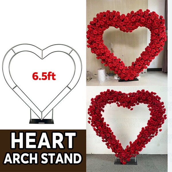 Heart Arch Stand Metal Heart Backdrop Frame Heart Backdrop Stand For Baby Shower, Wedding, Birthday, Party Decorations, Collapsible Backdrop