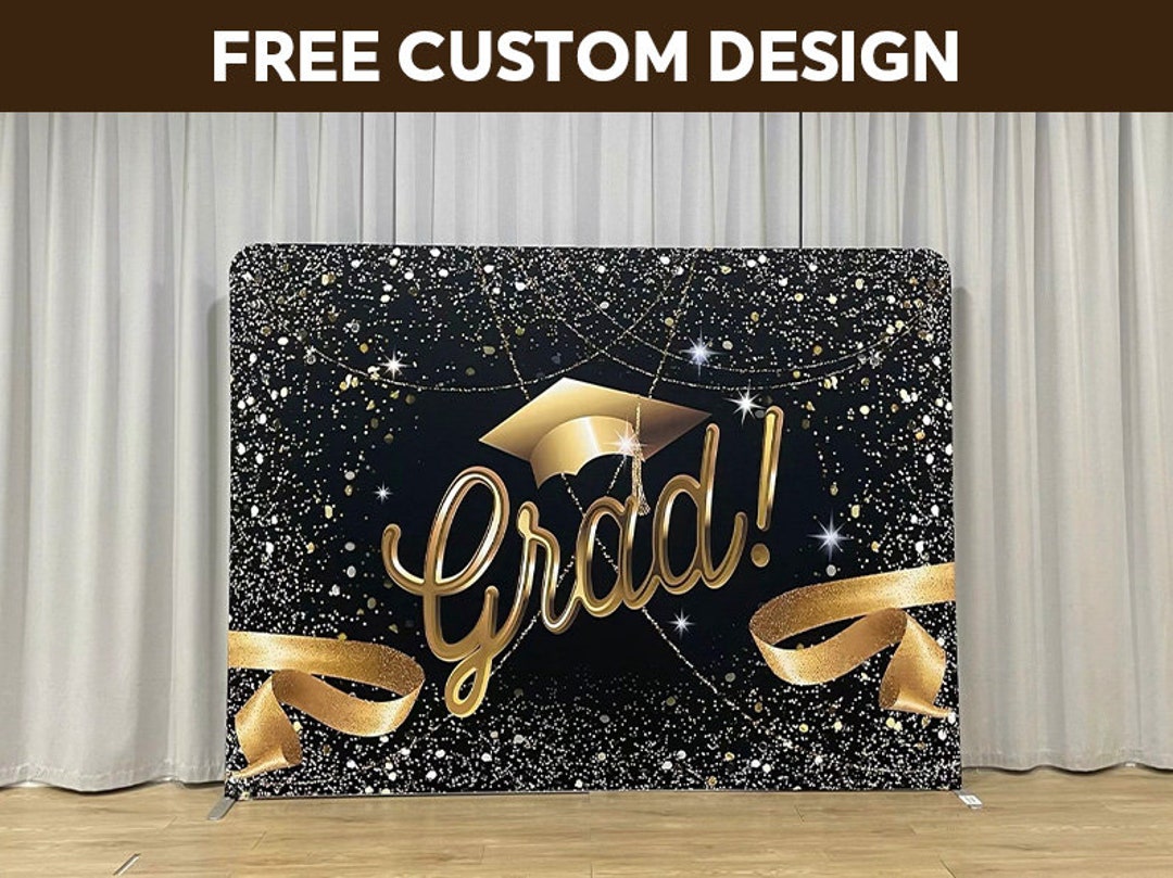 Black and Gold Glitter Graduation Photo Booth Backdrop Stand Pillowcase ...