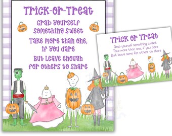 Süßes oder Saures Beschilderung | Bearbeitbares Halloween-Gedicht | Süßes oder Saures Türschild für Halloween Nacht | Candy Bowl Schild zum Ausdrucken