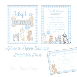 Puppy Party Adoption Station | Adopt a Puppy Pawty Signage | Printable Files | Direct Download | 8x10 & 5x7