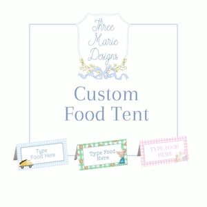 Design de coordenação de barraca de comida ou cartão de lugar | Acesso a arquivo editável | 4x4 polegadas | Sinalização de comida personalizada | Cartão de lugar personalizado