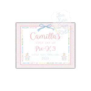 First Day of School Printable Sign  | Pastel Pink Back to School Printed Paper | Customized School Printable | Last Day of School Sign