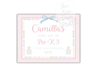 Schulanfang druckbares Schild | Pastellrosa Zurück zur Schule Bedrucktes Papier | Angepasste Schule Printable | "Letzter Schultag Schild ""Letzter Tag""."