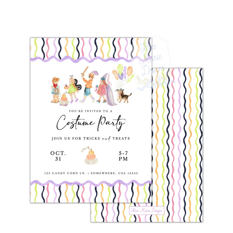 Halloween Costume Party Invite | Halloween Birthday Invitation | Costume Birthday Invite| Halloween Theme Kids Party | Trick or Treat Invite image 1