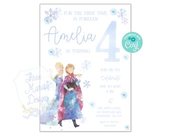 Winter Queen Princess Birthday Invite | Four the First Time Frozen Birthday Invite | Self-Editable Frozen Princess Queen | Frozen Invitation