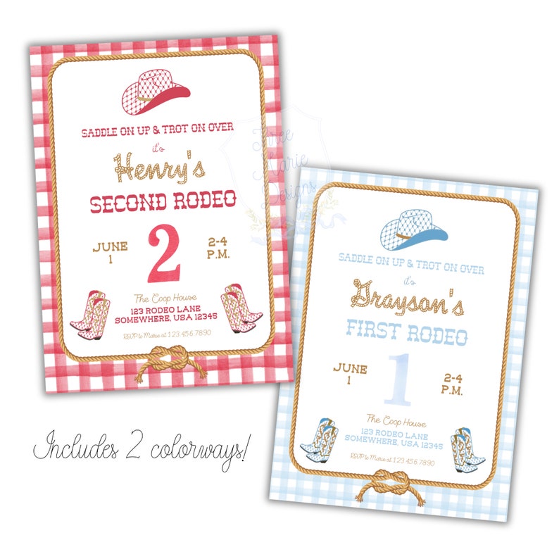 First Rodeo Birthday Invite | Second Rodeo Invitation | Red Rodeo ...