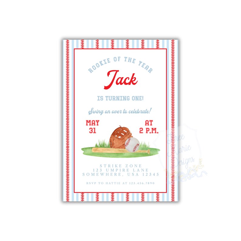 Editable Baseball Birthday Invite | Baseball Invitation | Rookie of the year Invite | Three Up Three Down Invite | Baseball Theme Birthday image 3