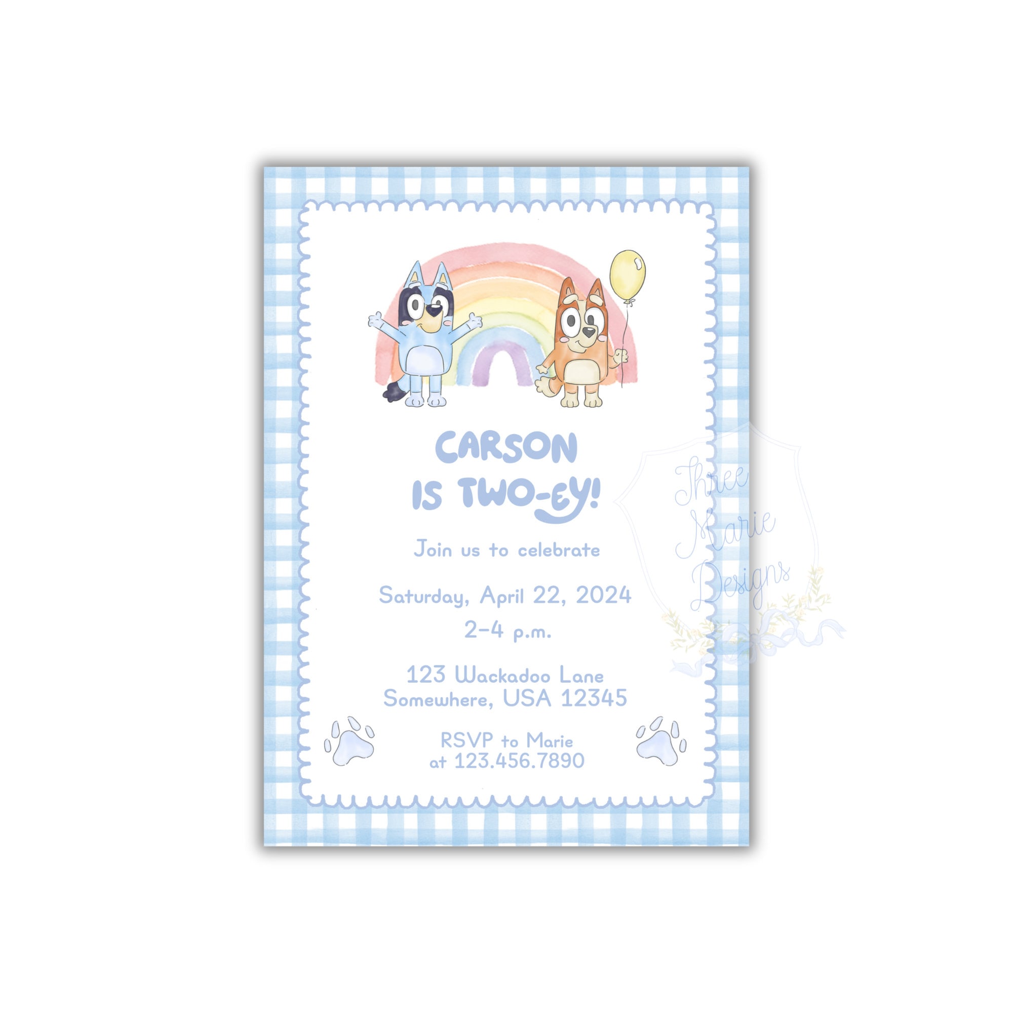 Editable Blue Dog Birthday Invitation | Blue Invite | Puppy Party ...