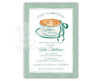 Inbjudan till kafé | Möhippa till kaffe | Inbjudan till babyshower för kaffe | Kärleken brygger | Babyn brygger | Redigerbar Ralph-kaffeinbjudan