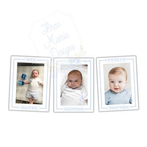 Blue Monthly Photo Banner Printable | First Birthday Monthly Picture Banner | Instant Download | Blue Birthday Banner Decor | First Birthday