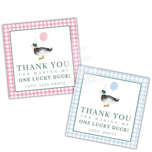 Un regalo de fiesta de un pato de la suerte / Etiqueta de cumpleaños de pato real / Decoración de cumpleaños de pato / Autoeditable / Regalo de cumpleaños de caza / Fiesta temática de pato real