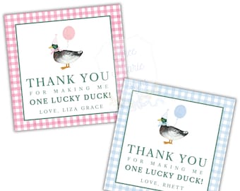 One Lucky Duck Party Favor | Mallard Duck Birthday Tag | Duck Birthday Decor | Self-Editable | Hunting Birthday Favor | Mallard Theme Party