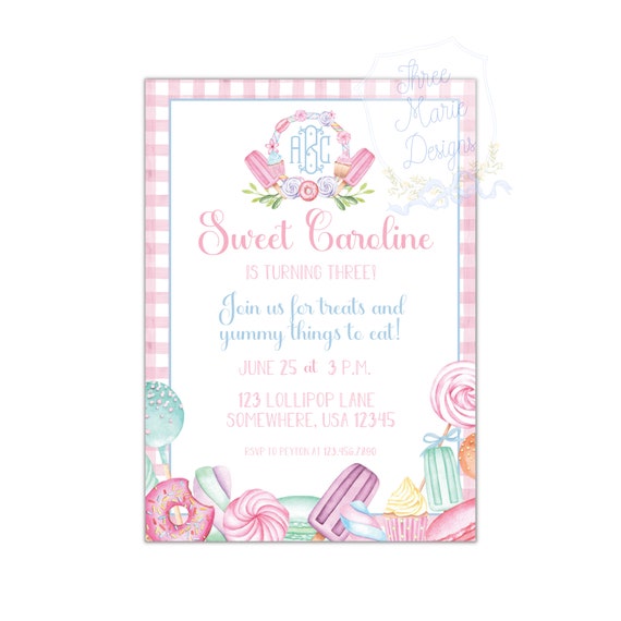 Sweet Treats Birthday Invite | Self-Editable | Sweet Caroline | TWO Sweet Invite | Life is Sweet | Candy Theme Party | Ice Cream Birthday