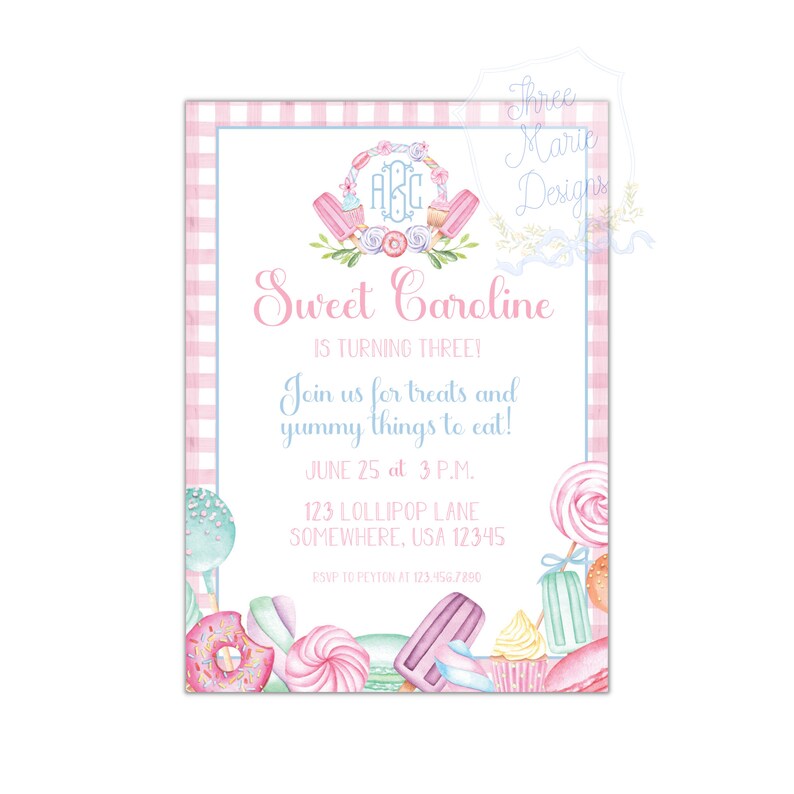 Sweet Treats Birthday Invite | Self-Editable | Sweet Caroline | TWO Sweet Invite | Life is Sweet | Candy Theme Party | Ice Cream Birthday image 1