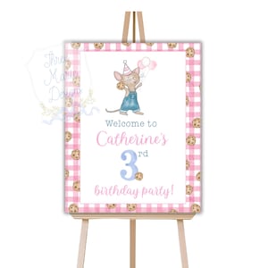 Pink Mouse Cookie Welcome Sign, Book Theme Birthday Welcome Signage, Cookie Mouse Theme, Literary Birthday, If You Give a Mouse, Moose Theme