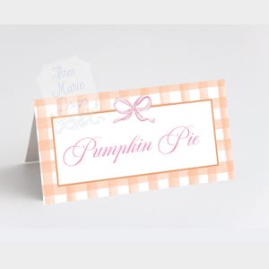 Cartão de lugar para barraca de comida editável Sweet as Pie | Cartão de lugar para sinalização de comida Grandmillenial Pumpkin Pie | Sinalização de comida de Ação de Graças | Sweetie Pie