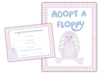 Adopt a Floppy Station Signage | Floppy Adoption Certificate Blue y Party Decor | Adopt a Bunny Sign | Blue Dog Party Decor | Self-Editable