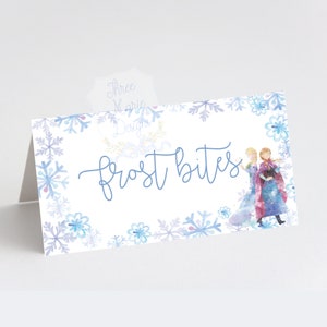 Carpa de comida para fiesta de invierno de las Hermanas Princesas de Hielo, imprimible, autoeditable, Hermanas de invierno, letreros para fiesta de Frozen, letreros para mesa de comida