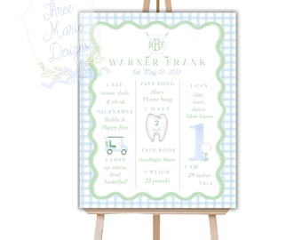 Preppy Golf Milestone Sign Poster, Hole in One Milestone Sign, Golf Party Sign, First Year Poster, Golf First Birthday, Golf Par-tee Sign