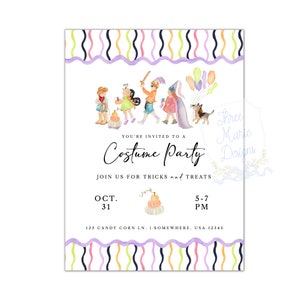 Halloween Costume Party Invite | Halloween Birthday Invitation | Costume Birthday Invite| Halloween Theme Kids Party | Trick or Treat Invite image 3