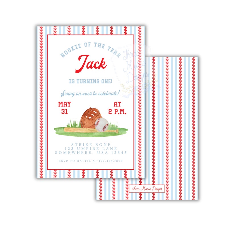 Editable Baseball Birthday Invite | Baseball Invitation | Rookie of the year Invite | Three Up Three Down Invite | Baseball Theme Birthday image 1