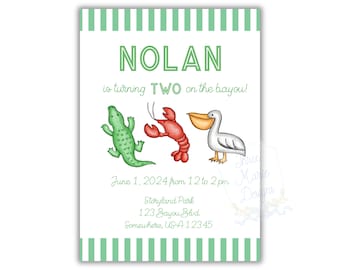 Editable Bayou Birthday Invite | Fat TWOSday Invite | Bayou Birthday Invitation | Two on the Bayou | Mardi Gras Birthday Party | New Orleans