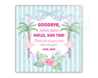 Lehrer Sommer Geschenkanhänger | Sommer Geschenk für Lehrer | Schluss mit Unterrichtsplänen | Ende des Jahres Lehrer Geschenk | Flamingo Themen Geschenk für Lehrer