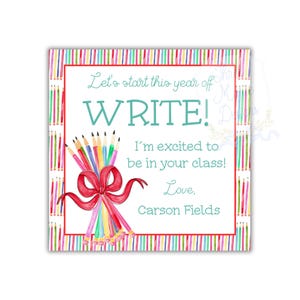 First Day of School Gift Tag for Teacher | Pen Pencil Teacher Gift Tag | Teacher Appreciation Week Gift Tag | Editable | 3x3 & 4x4 inches