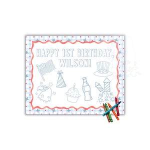 All American Boy Coloring Sheet | Red White and Blue Editable Coloring Sheet | American Theme Printable Coloring Sheet | Birthday Coloring