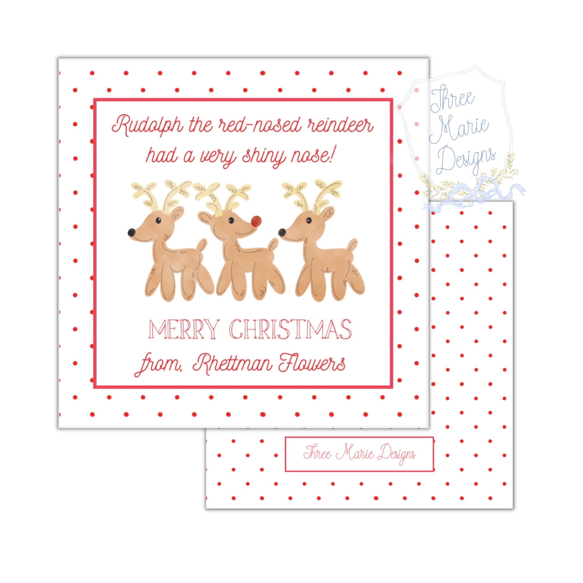 Rudolph Christmas Gift Tag | Funny Class Treat Tag | Self-editable ...