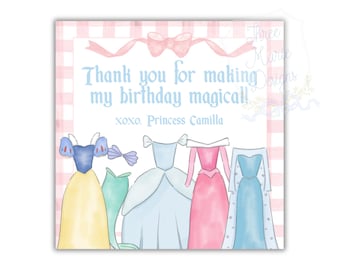 Princess Party Favor Tag | Princess Party Printables | DIY Favor Tag 3x3 Inches | Editable Princess Party Favor Gift Tag | Pink Princess