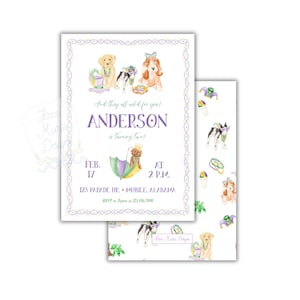 Mardi Gras Birthday Invite | Fat TWOSday Invite | Mardi Gras Puppy Dog Birthday Invite | Editable Bayour Birthday | Pawdi Gras Puppy Invite