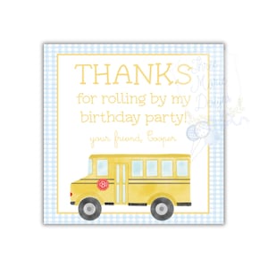Wheels on the Bus Birthday Favor Tag | Self-Editable | Yellow School Bus Thank You Tag | Watercolor Bus Favor Tag | School Bus Gift Tag