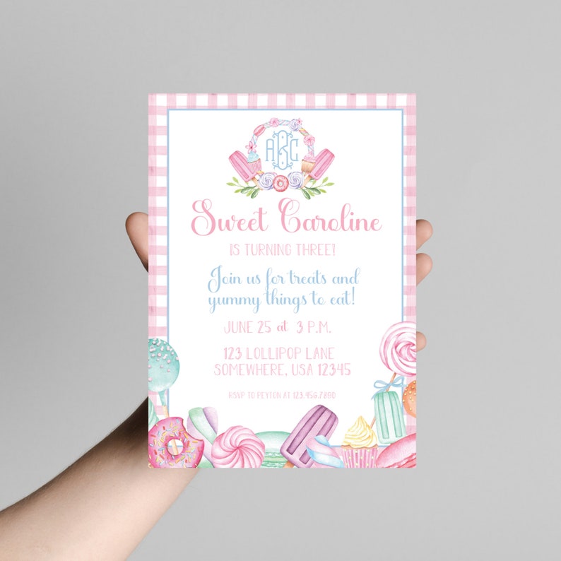 Sweet Treats Birthday Invite | Self-Editable | Sweet Caroline | TWO Sweet Invite | Life is Sweet | Candy Theme Party | Ice Cream Birthday image 2