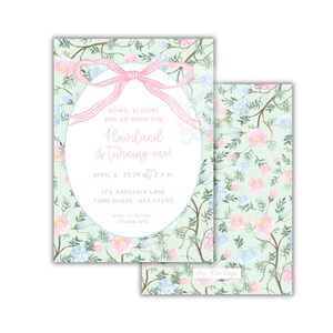 Bloemenuitnodiging chinoiserie | Bogen en bloemen | Uitnodiging met bloemenpatroon | Bloemenuitnodiging Grandmillennial | Gebloemde babyshoweruitnodiging | Bloemen afbeelding 3