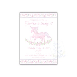 Editable Magical Unicorn Birthday Invite | Pastel Pink Unicorn Invitation | A Magical Day is on the Way! Unicorn Invitation Pink and Purple image 3