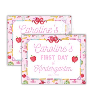 Watercolor First Day of School Sign | Printable Pink First Day of School Sign | Editable Girly School Sign |  1st Day of School Printable