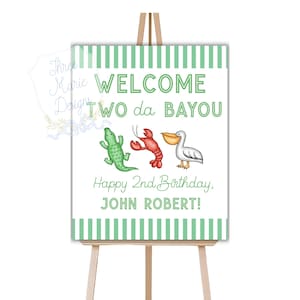 Letrero de bienvenida de cumpleaños editable de Bayou / Invitación Fat TWOSday / Letrero de cumpleaños de Two Da Bayou / Letrero de cumpleaños editable de Mardi Gras / Nueva Orleans