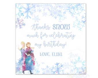 Ice Princess Sisters Favor Tag Printable | Self-Editable | Winter Sisters | Frozen Party Favor Gift Tag | Snowflake Favor Tag | Thanks SNOW