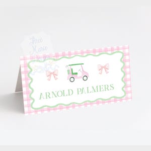 Pink Girly Golf Food Tent Label | Bearbeitbare Golf-Platzkarte | Par TEE Food Beschilderung FORE Party | Aquarell Golf Party Dekor Golf Babyparty