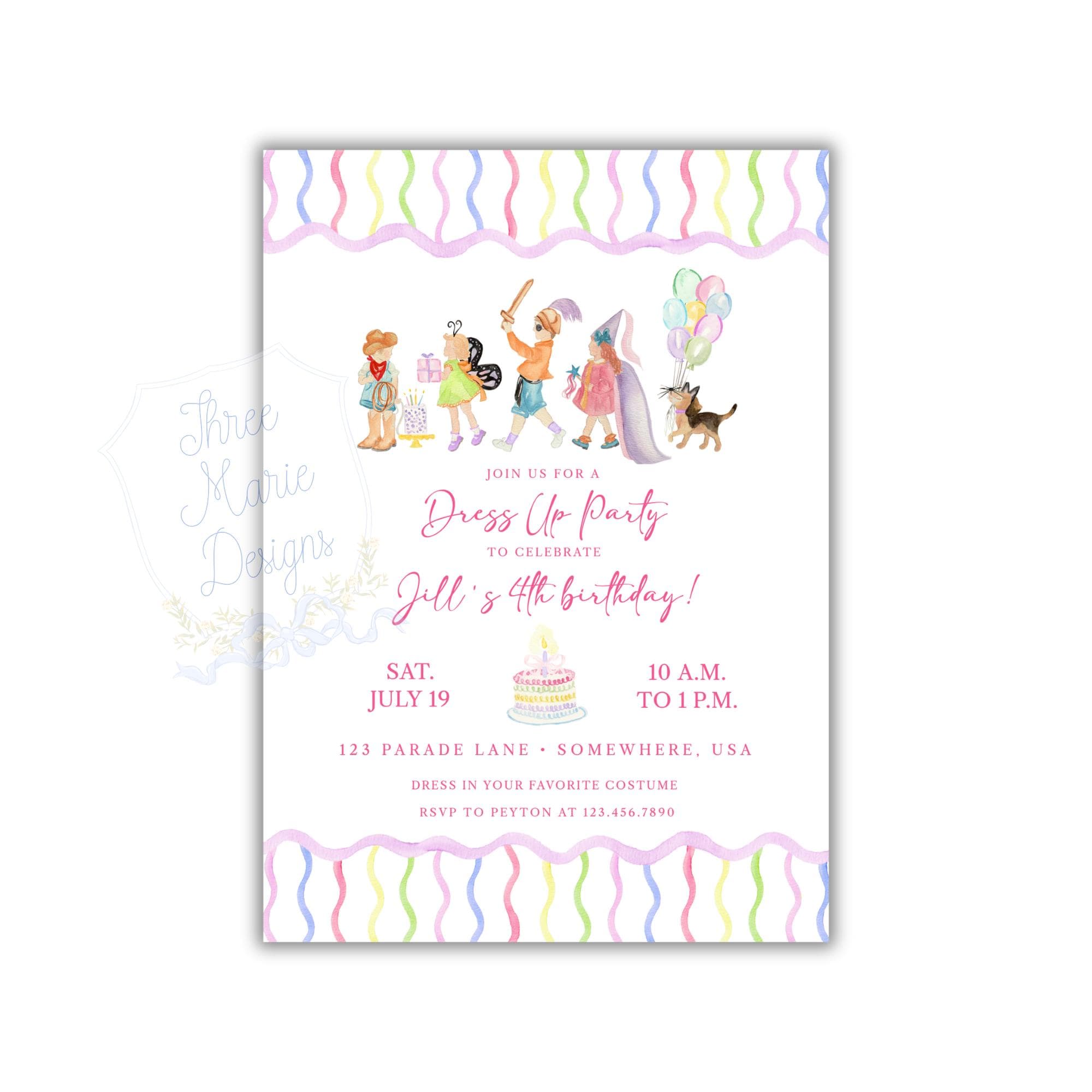 open lace back dress Halloween Invitation Kids Birthday Party Wizard Dracul main image 0