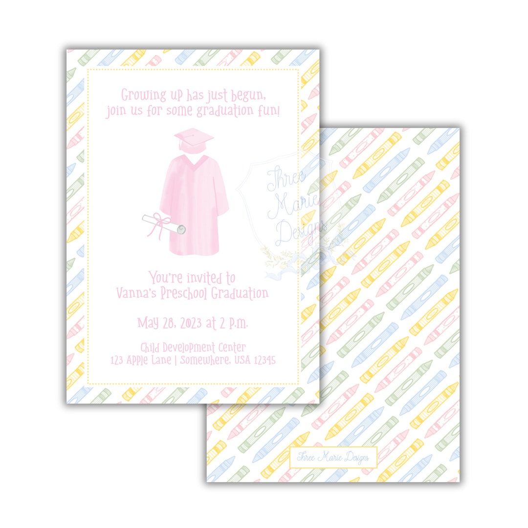 Pastel Graduation Invite Preschool Graduation Invitation Kindergarten