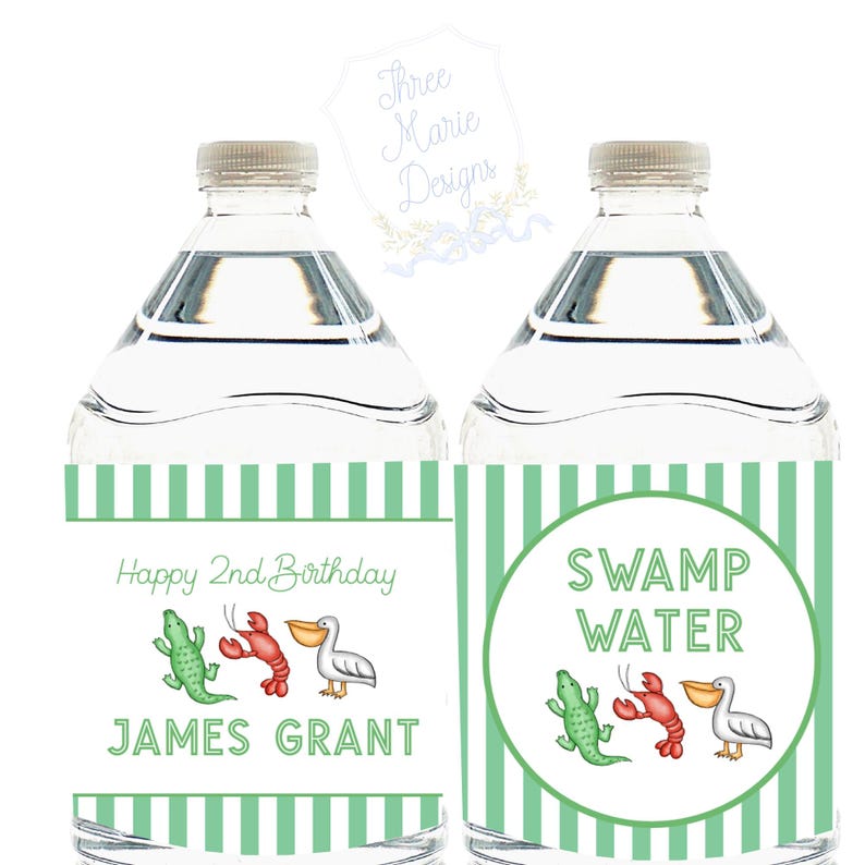 Bayou Birthday Water Bottle Label Digital File | Two Da Bayou | 8.5x2 ...