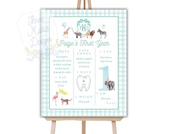 Party Animal Milestone Signage | Editable Mint Milestone Sign | First Birthday Party Decor | Milestone Printable | Calling All Party Animals