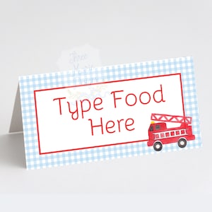 Firetruck Party Food Tent Printable | Self-Editable | Sound the Alarm | Food Table Signage | Firetruck Party Decor | Fire Station Party