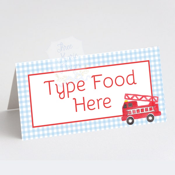 Firetruck Party Food Tent Printable | Self-Editable | Sound the Alarm | Food Table Signage | Firetruck Party Decor | Fire Station Party