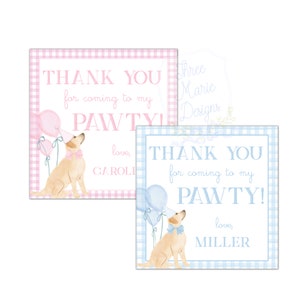 Yellow Lab Birthday Party Favor Tag | Puppy Party Favors | Snips, Snails Puppy Dog Tails | Self-Editable | Come Sit Stay | Puppy Dog Party