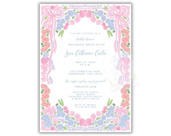 Floral Bridal Shower Invite | Blooms and Bows Floral Invite | Grandmillenial Floral Invitation | Bridal Shower Invite | Floral Invitation